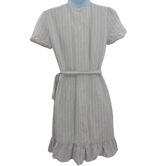 Gap Dress Womens XS Purple Ruffle Striped Linen Feminine Cottagecore Sundress - Picture 2 of 14